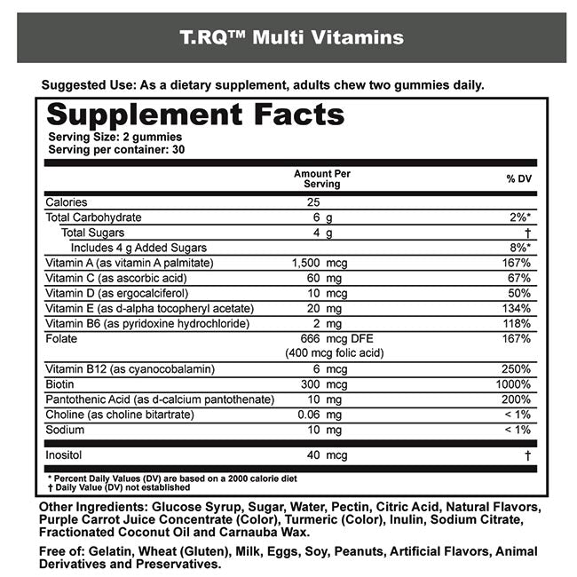 T.RQ Multi-Vitamin Gummy Natural Strawberry, Orange and Cherry