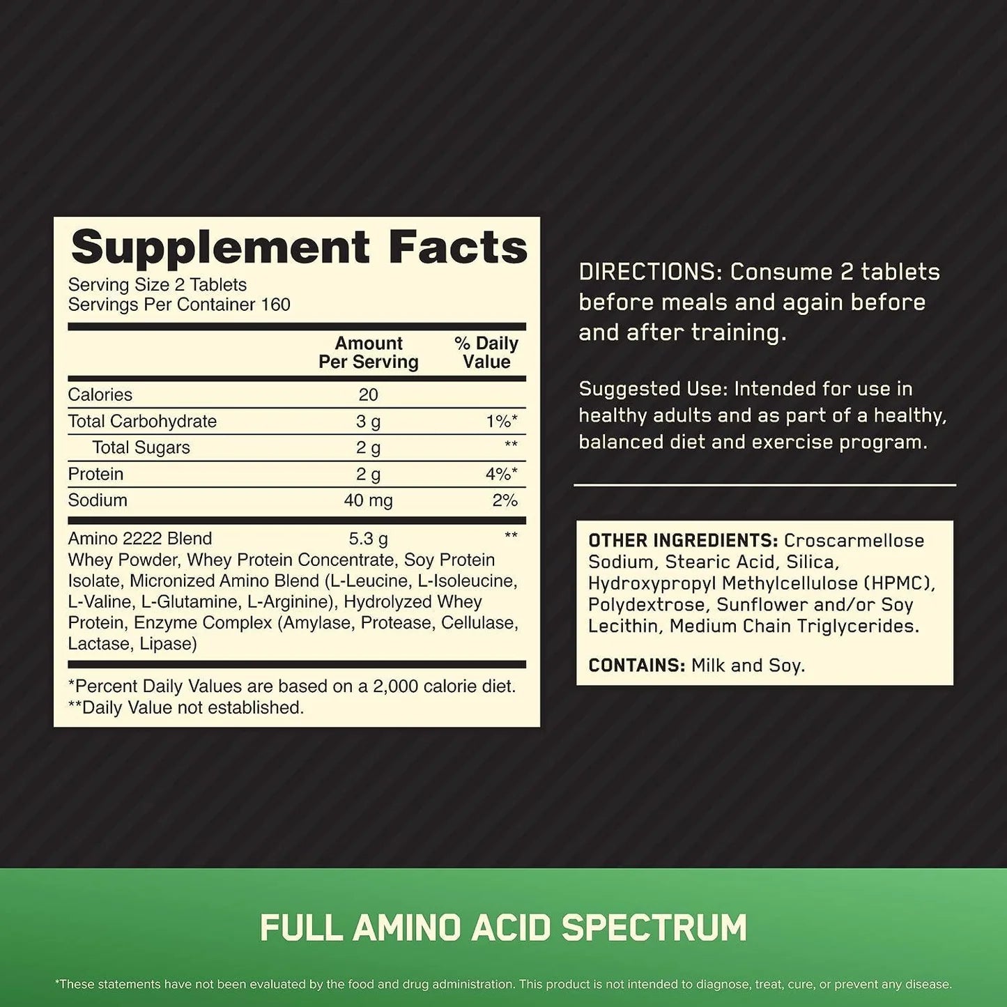 Optimum Nutrition Superior Amino 2222 Tabs